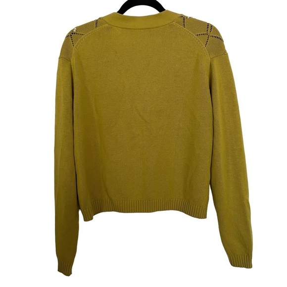 Alexa Chung Mabel Pearl Wool Blend Embroidered Cardigan In Chartreuse fits M-L - Picture 2 of 9